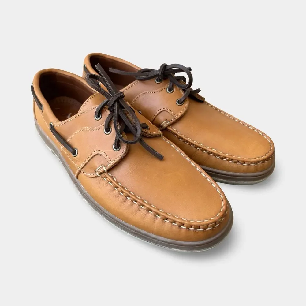 Allen Edmonds Eastport Boat Shoes Men’s 13B Leather Deck Brown Preppy Coastal